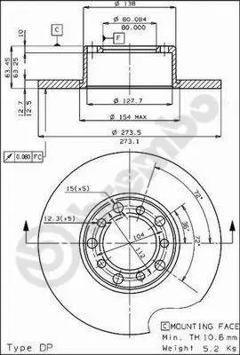 Handler.Part Brake disc BREMBO 08151120 1