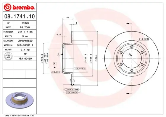 Handler.Part Brake disc BREMBO 08174110 1