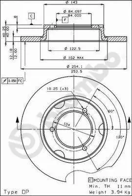 Handler.Part Brake disc BREMBO 08228410 1