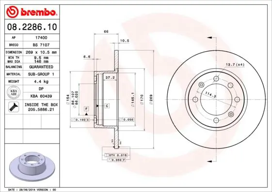 Handler.Part Brake disc BREMBO 08228610 1