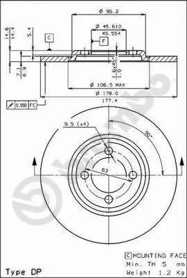 Handler.Part Brake disc BREMBO 08229820 1