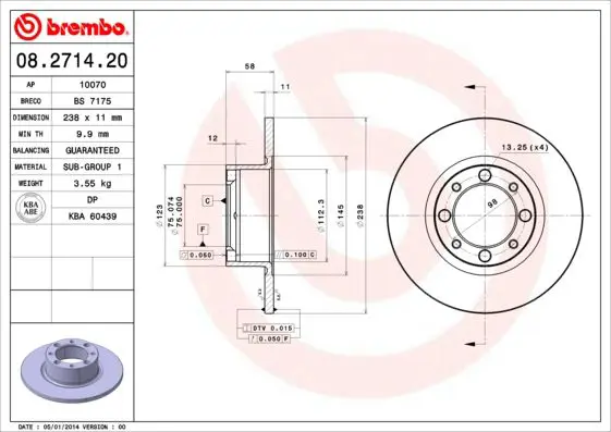 Handler.Part Brake disc BREMBO 08271420 1