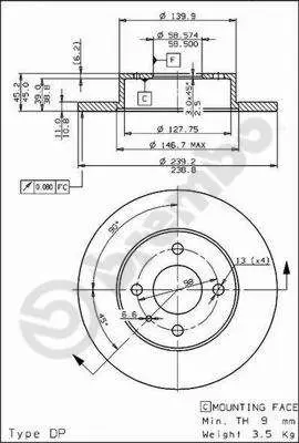 Handler.Part Brake disc BREMBO 08279210 1