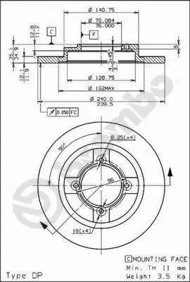 Handler.Part Brake disc BREMBO 08308210 1