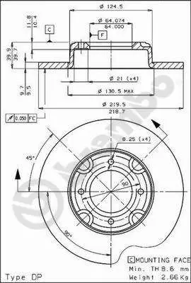 Handler.Part Brake disc BREMBO 08343710 1