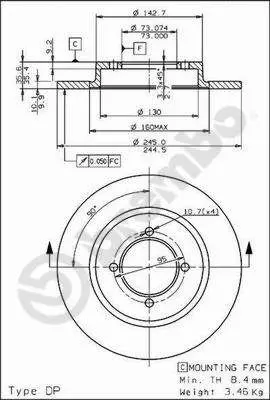 Handler.Part Brake disc BREMBO 08395510 1