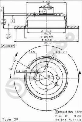 Handler.Part Brake disc BREMBO 08433210 1