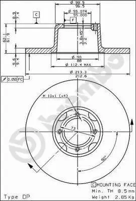 Handler.Part Brake disc BREMBO 08433410 1