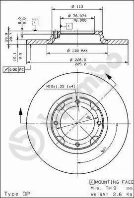 Handler.Part Brake disc BREMBO 08441410 1