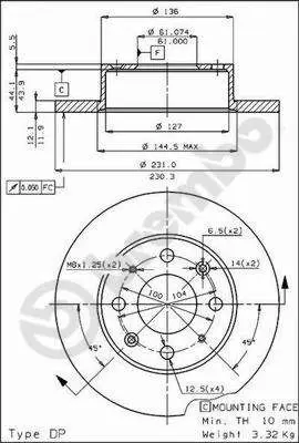 Handler.Part Brake disc BREMBO 08442320 1