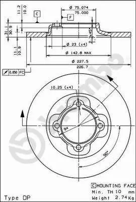 Handler.Part Brake disc BREMBO 08443610 1