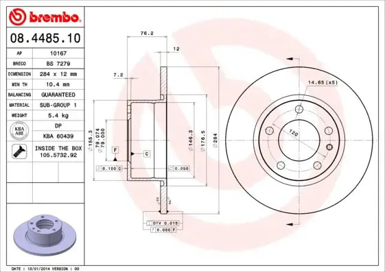 Handler.Part Brake disc BREMBO 08448510 1