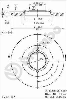 Handler.Part Brake disc BREMBO 08449610 1