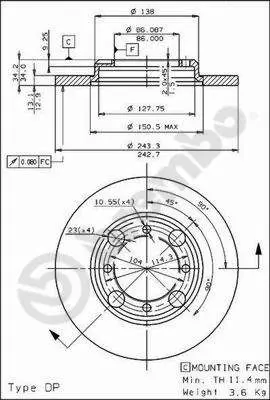 Handler.Part Brake disc BREMBO 08478610 1