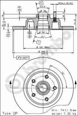 Handler.Part Brake disc BREMBO 08487510 1