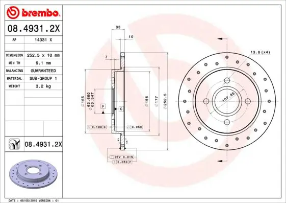 Handler.Part Brake disc BREMBO 0849312X 1