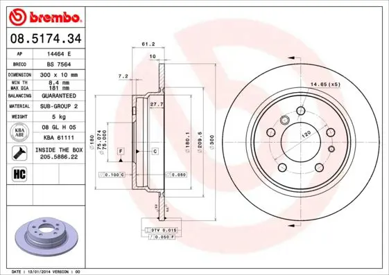 Handler.Part Brake disc BREMBO 08517434 1