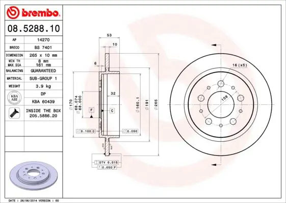 Handler.Part Brake disc BREMBO 08528810 1