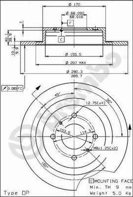 Handler.Part Brake disc BREMBO 08529520 1