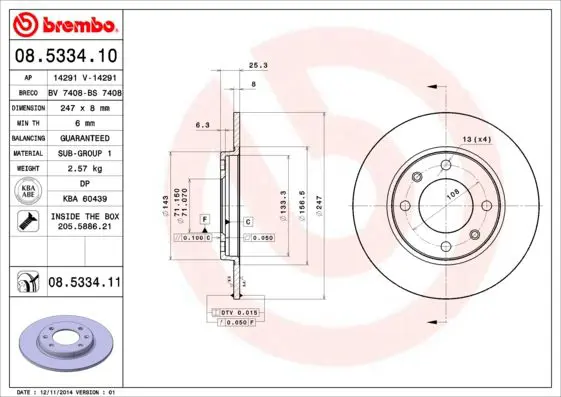 Handler.Part Brake disc BREMBO 08533411 1