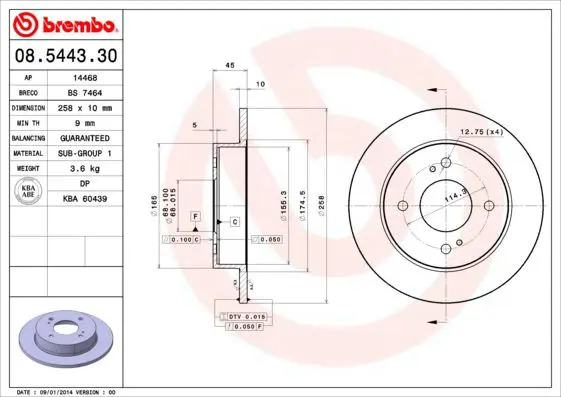 Handler.Part Brake disc BREMBO 08544330 1