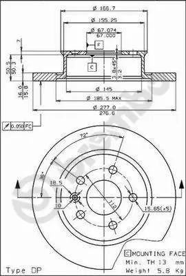 Handler.Part Brake disc BREMBO 08550110 1