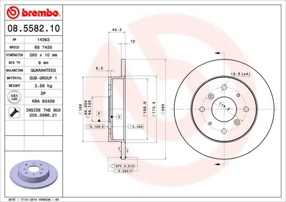 Handler.Part Brake disc BREMBO 08558210 1