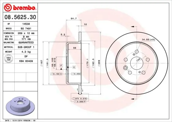 Handler.Part Brake disc BREMBO 08562530 1