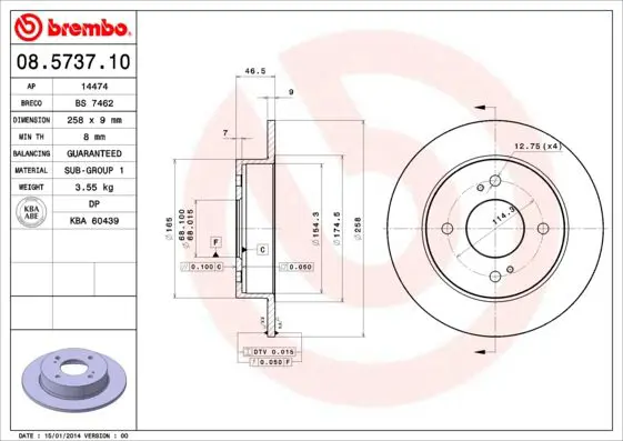 Handler.Part Brake disc BREMBO 08573710 1