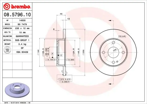 Handler.Part Brake disc BREMBO 08579610 1