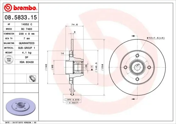 Handler.Part Brake disc BREMBO 08583315 1