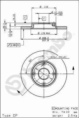 Handler.Part Brake disc BREMBO 08587710 1