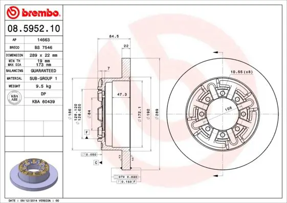 Handler.Part Brake disc BREMBO 08595210 1