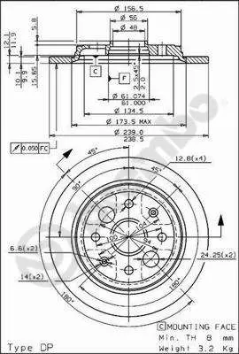 Handler.Part Brake disc BREMBO 08683710 1