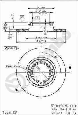 Handler.Part Brake disc BREMBO 08685810 1