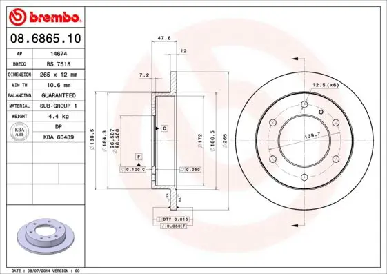 Handler.Part Brake disc BREMBO 08686510 1