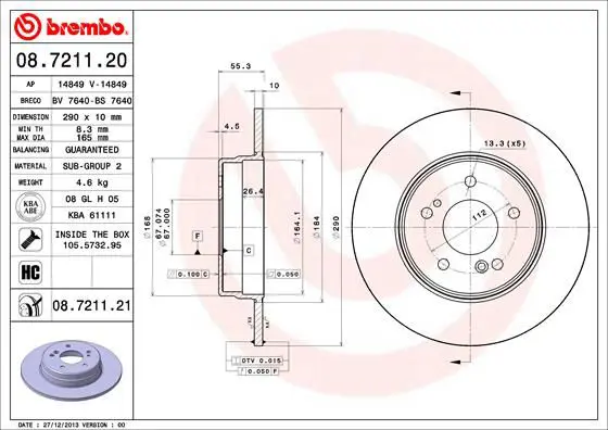 Handler.Part Brake disc BREMBO 08721121 1