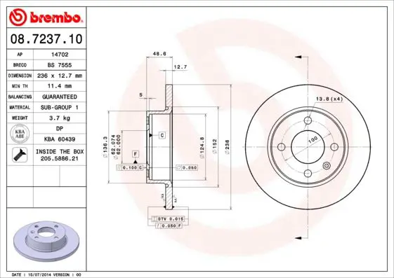 Handler.Part Brake disc BREMBO 08723710 1