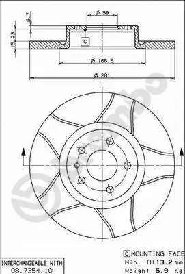 Handler.Part Brake disc BREMBO 08735475 1