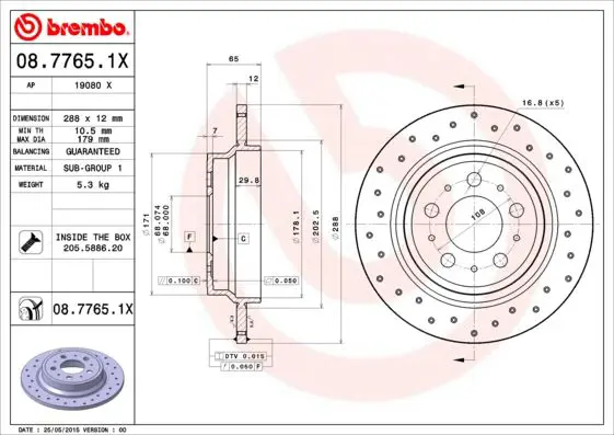 Handler.Part Brake disc BREMBO 0877651X 1