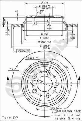 Handler.Part Brake disc BREMBO 08776575 1