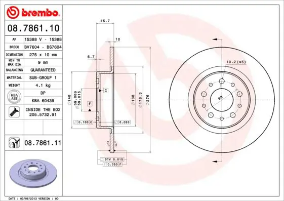 Handler.Part Brake disc BREMBO 08786111 1