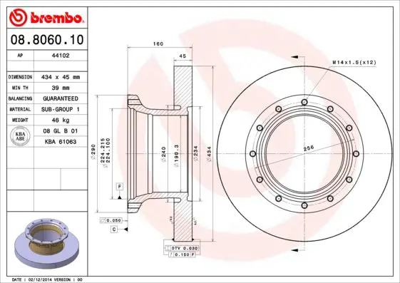 Handler.Part Brake disc BREMBO 08806010 1