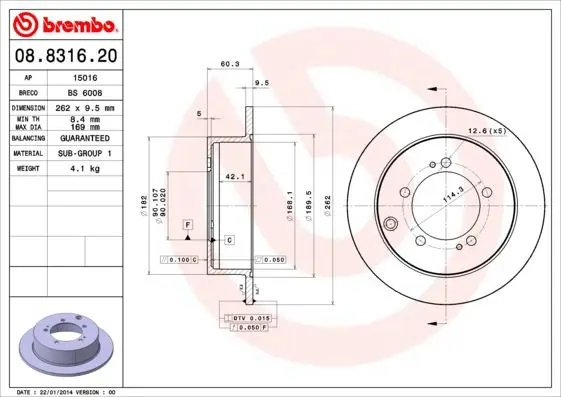 Handler.Part Brake disc BREMBO 08831620 1