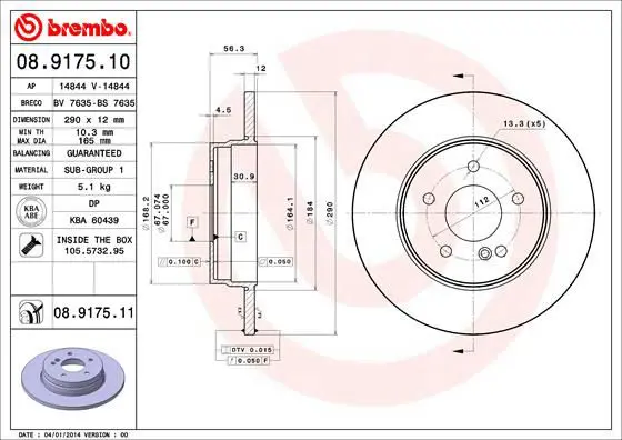 Handler.Part Brake disc BREMBO 08917511 1