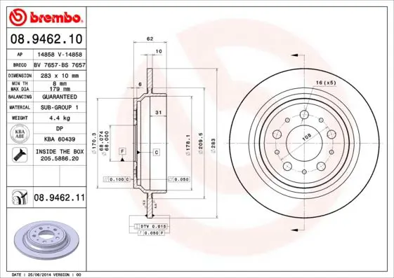 Handler.Part Brake disc BREMBO 08946211 1