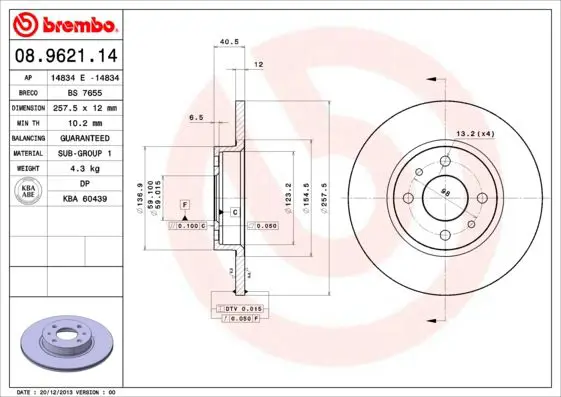 Handler.Part Brake disc BREMBO 08962114 1