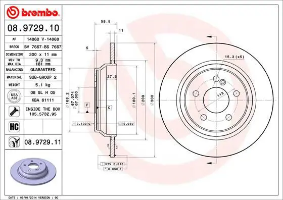 Handler.Part Brake disc BREMBO 08972911 1