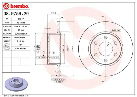 Handler.Part Brake disc BREMBO 08975920 1