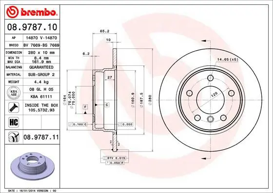 Handler.Part Brake disc BREMBO 08978711 1